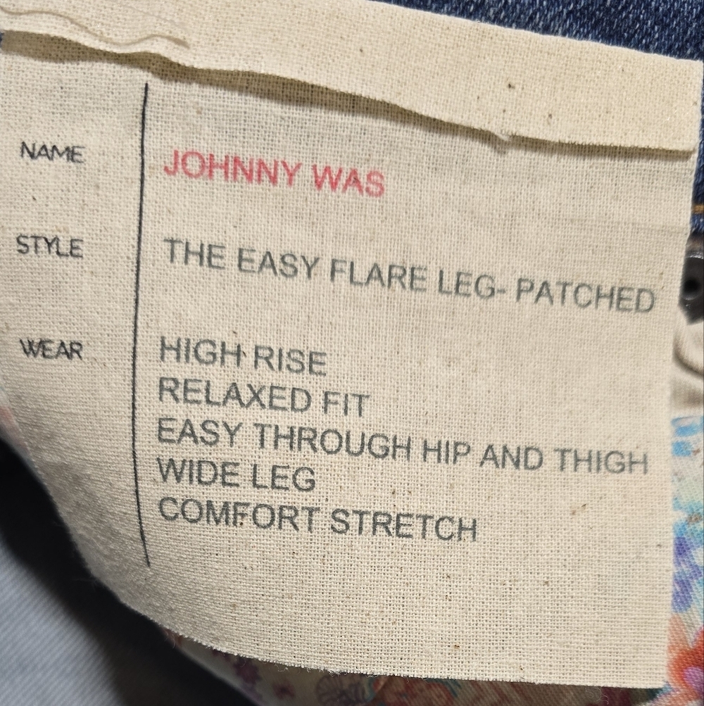 Johnny Was Blue Patchwork Straigh Flare Jeans - Picture 4 of 6